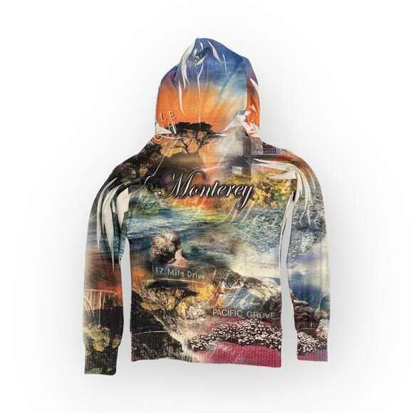 Passion-I Monterey Scenic Print Hooded Sweatshirt Multi Color Size Women M - Picture 2 of 15